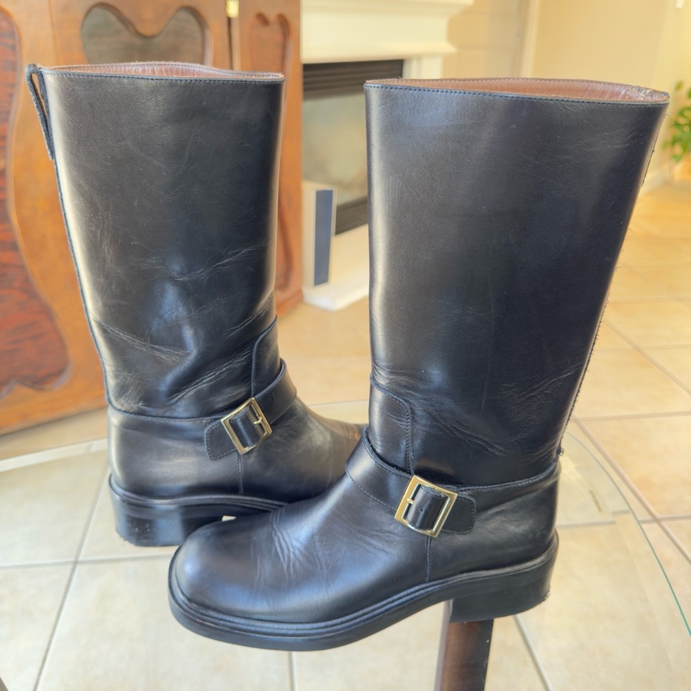 Gucci Black Leather Buckle Boots - Picture 2 of 9